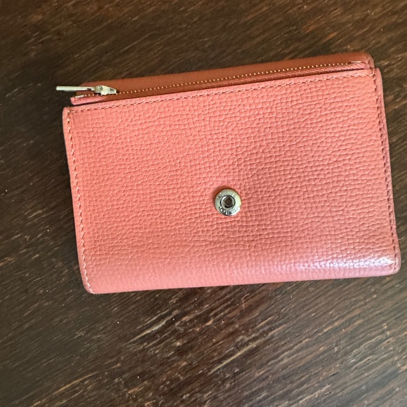 Loewe Coral Pink Leather Compact Bifold Wallet with Anagram Clip EUC - Picture 3 of 9